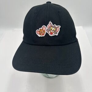 Tom and Jerry Embroidered Black Baseball Cap Hat Adjustable 57cm Cartoon Movie